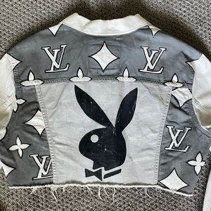 Cropped Jean Jacket (Hand Painted)